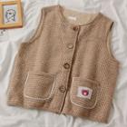 Fleece Lined Button Vest As Shown In Figure - One Size