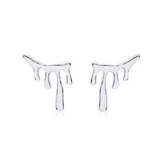 Melting Alloy Earring 01 - 1 Pair - Silver - One Size