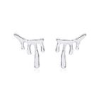 Melting Alloy Earring 01 - 1 Pair - Silver - One Size