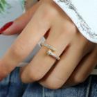 Rhinestone Open Ring 1pc - 88 - Gold - One Size