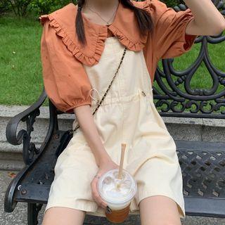 Short-sleeve Plain Blouse / Jumper Shorts