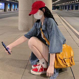 Elbow-sleeve Denim Shirt Jacket / Crop Tank Top / Shorts