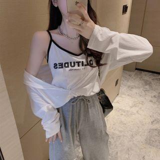 Mock Two-piece Hooded Light Shirt As Shown In Figure - One Size