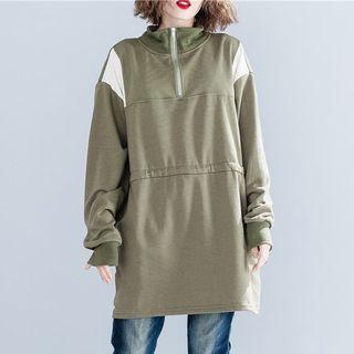 Panel Drawstring Waist Pullover Dress
