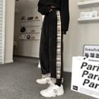 Side Plaid Print Wide Leg Pants