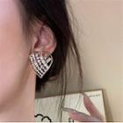 Heart Rhinestone Earring 1 Pair - 925 Silver Needle - Gold - One Size