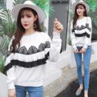 Accordion Pleat Trim Pullover