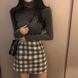 Checker A-line Skirt