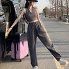 Halter Neck Crop Tank Top / Loose Fit Jogger Sweatpants