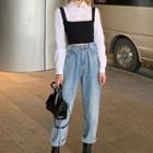 Cropped Shirt / Camisole / Straight-fit Jeans