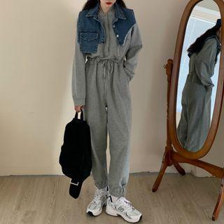 Long-sleeve Jumpsuit / Denim Shawl