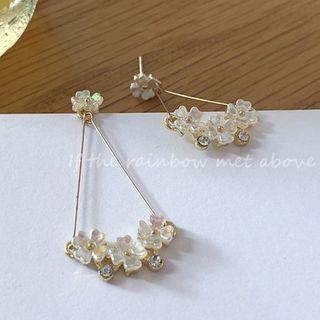Rhinestone Floral Dangle Earring 1 Pair - Rhinestone Floral Dangle Earring - One Size