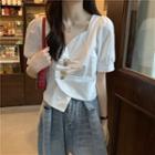 Irregular Puff-sleeve Blouse