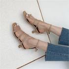 Buckled Spool-heel Strappy Sandals