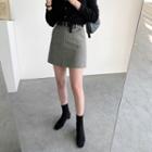 Houndstooth A-line Miniskirt With Belt