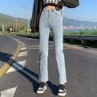 High Waist Straight Leg Cropped Jeans (various Designs)