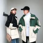 Couple Matching Hooded Color Panel Padded Jacket
