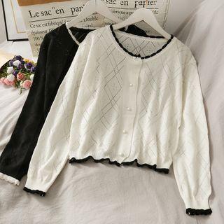 Contrasted Button-down Loose Knit Top