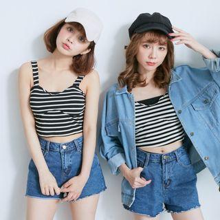 Cropped Stripe Padded Camisole Top