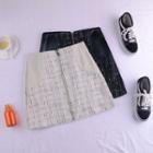 High-waist Front Zip Mini A-line Skirt