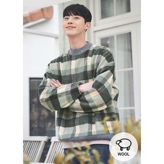 Wool Blend Plaid Pullover