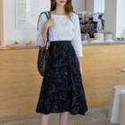 Flower-printed Midi Skirt