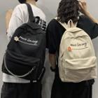 Letter Embroidered Chain Nylon Backpack