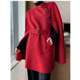 Plain Tie-waist Cape
