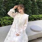 Bell-sleeve Maxi Lace Dress White - One Size
