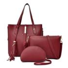 Set Of 3: Faux Leather Tote Bag + Pouch + Crossbody Bag