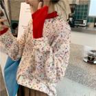 Mock-neck Long-sleeve T-shirt / Dotted Long-sleeve Knit Top