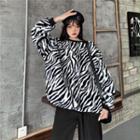 Zebra Print Fluffy Sweatshirt