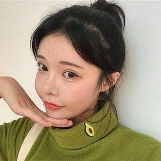 Fruit Embroidered Turtle-neck Long-sleeve Top