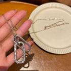 Geometric Rhinestone Pendant Alloy Necklace Silver - One Size