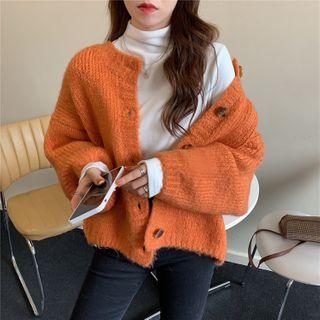 Turtleneck Long-sleeve T-shirt / Plain Knit Cardigan