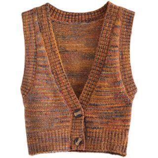 Melange Single-breasted Sweater Vest