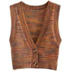 Melange Single-breasted Sweater Vest