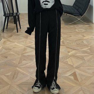 Zip-up Straight-leg Pants