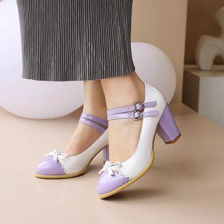 Two Tone Chunky-heel Pumps