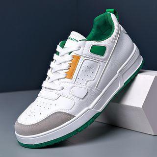 Round Toe Contrast Panel Platform Sneakers