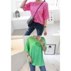 Elbow-sleeve Round-neck Boxy-fit T-shirt