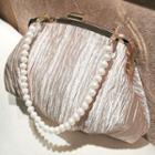 Faux Pearl Evening Hand Bag Champagne - One Size