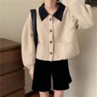 Retro Wide Long-sleeve Cropped Sweater Cardigan
