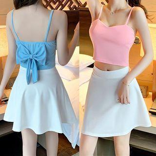 Set: Ribbon Camisole Top + Mini A-line Skirt