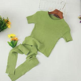 Short-sleeve Sashed Knit Top