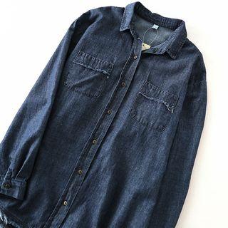 Frayed Hem Denim Shirt