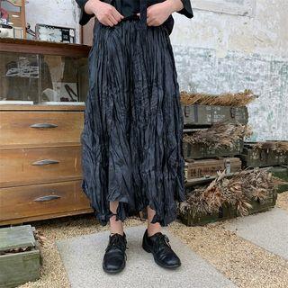 Crinkle A-line Midi Skirt Black - One Size