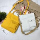 Two Pockets Accent Canvas Tote Bag