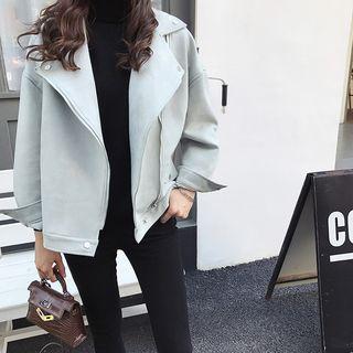 Notch-lapel Side-zip Biker Jacket