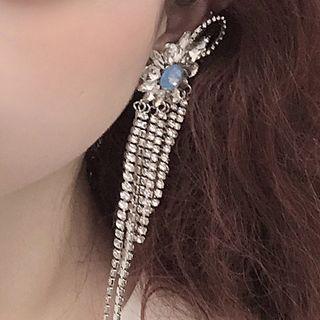 Rhinestone Fringe Drop Earring 1 Pair - White - One Size